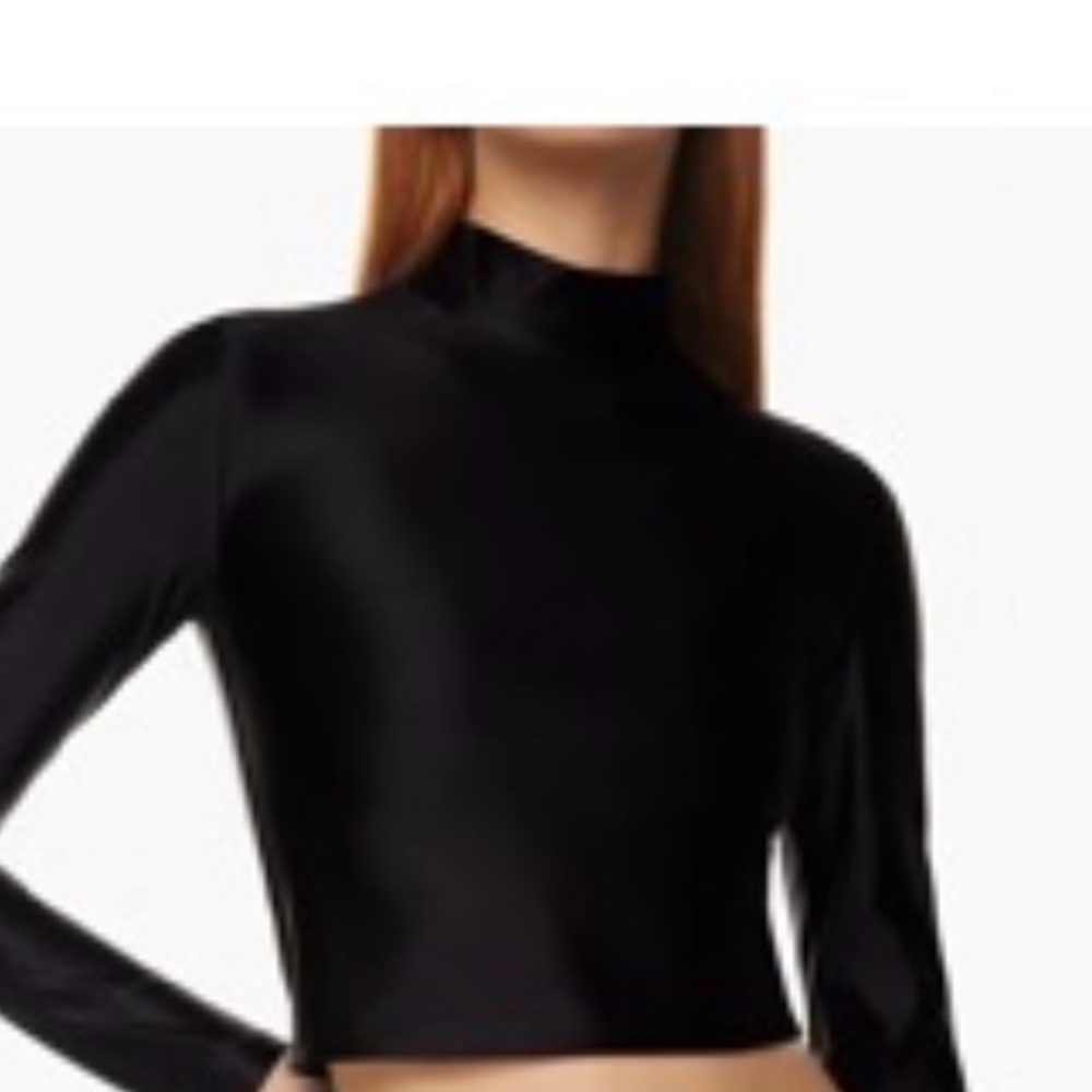 Babaton-brown rust satin cropped mock neck -Nwt